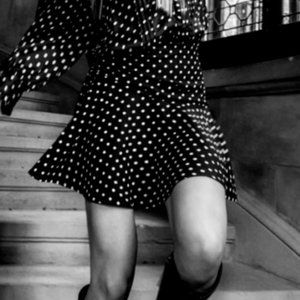 Zara Women NEW High Waisted POLKA DOT MINI SKIRT Ruching BLACK / ECRU 9201/193 M